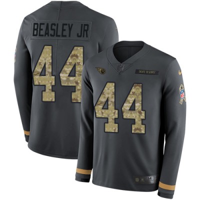 Nike Tennessee Titans #44 Vic Beasley Jr Anthracite Salute to Service Men's Stitched NFL Limited Therma Long Sleeve Jersey Men's